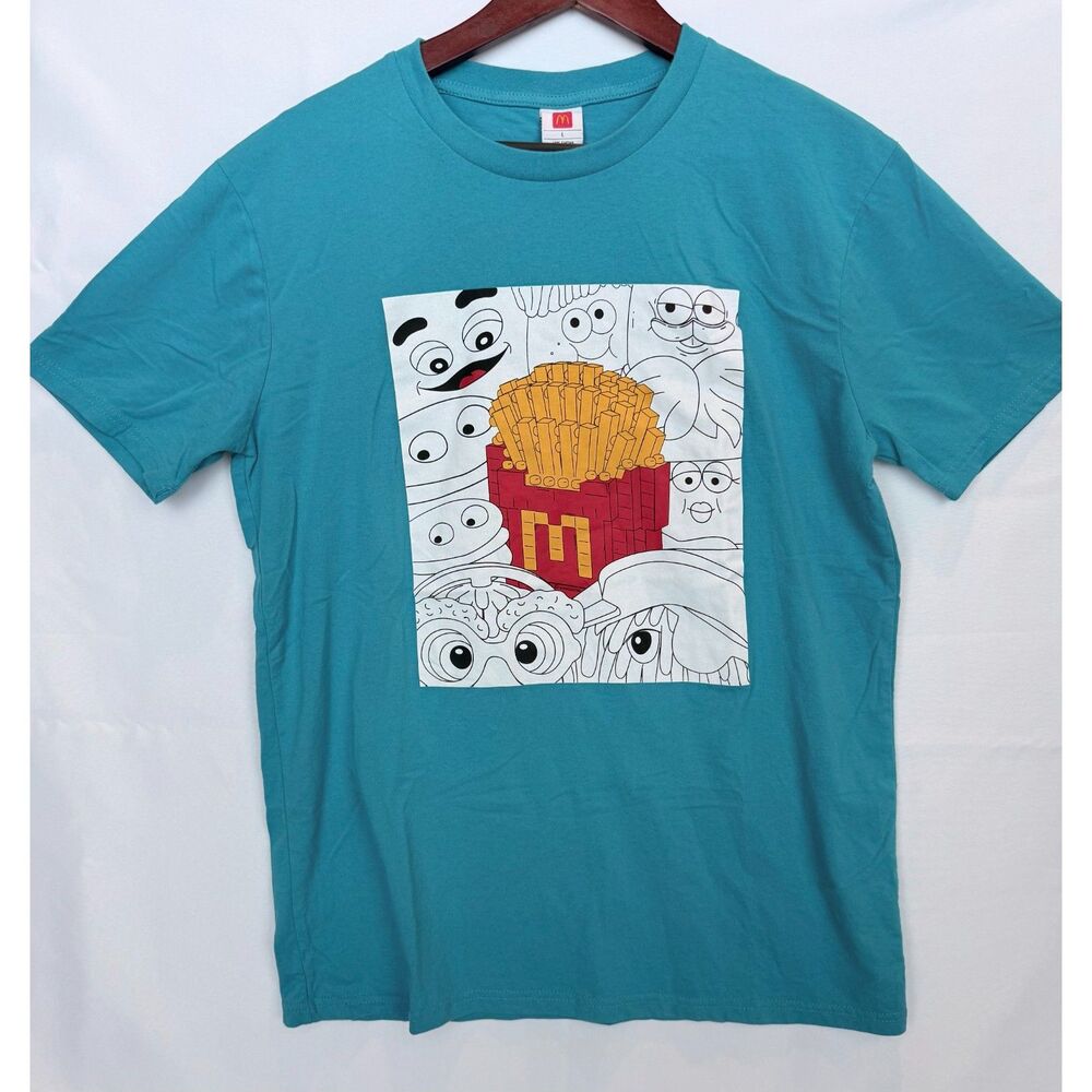 McDonalds Large L Teal Graphic T Shirt French Fries Grimace Hamburglar Fast Food